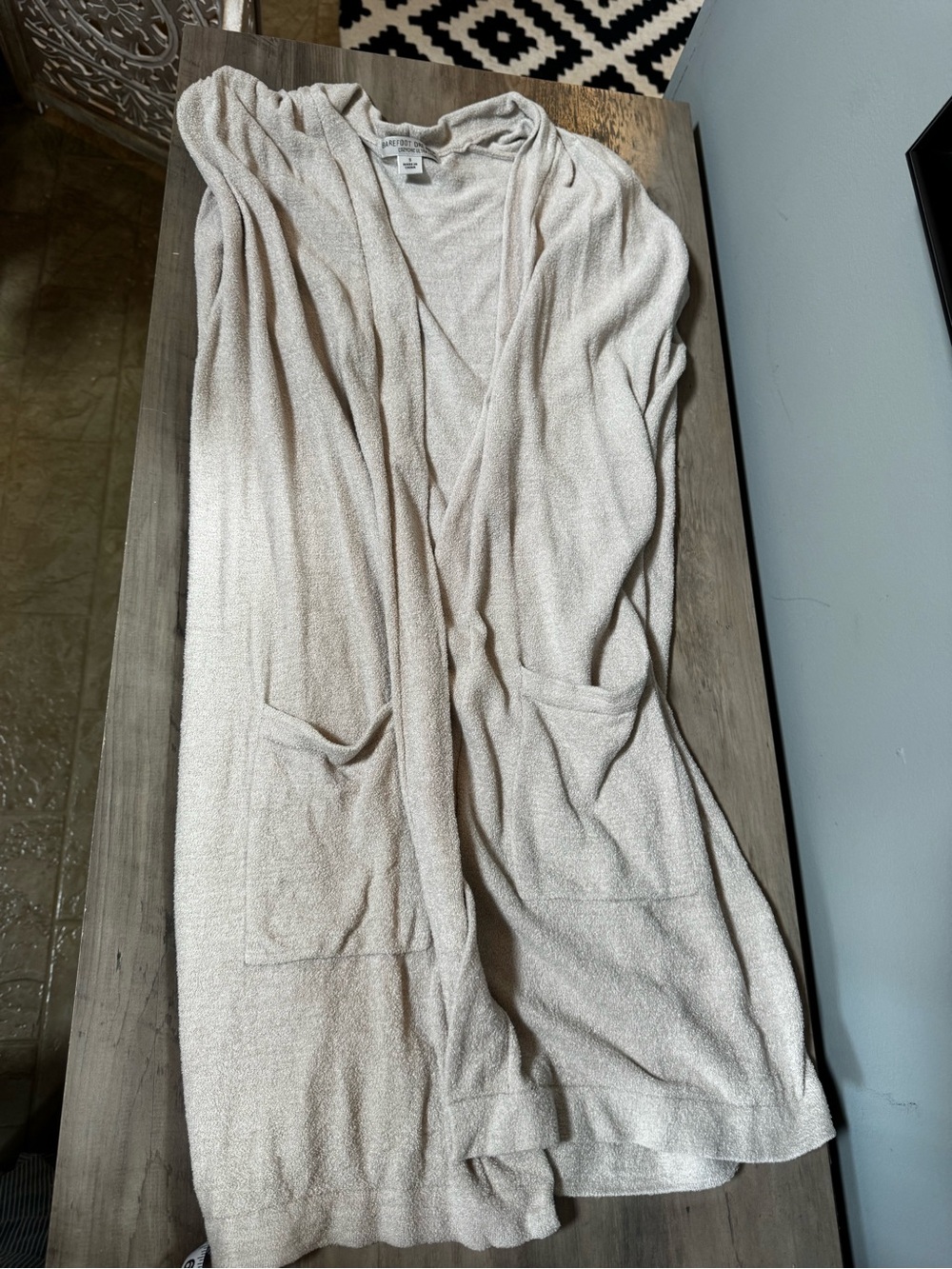 Barefoot Dreams Light Cream Open-Front Lounge Vest with Pockets - Picture 2 of 6